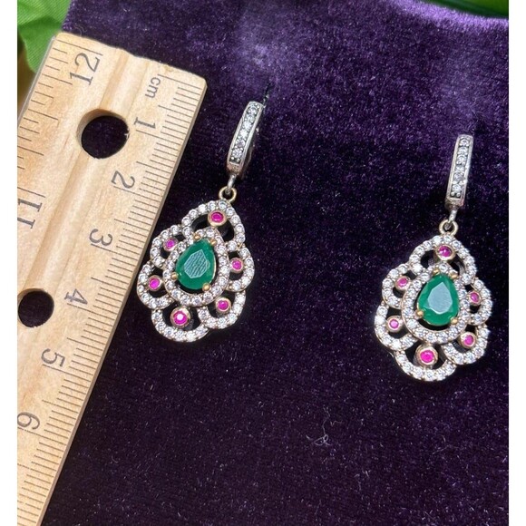 925 Sterling Silver Turkish Vintage Earrings for Women, NEW, Antique, Handmade - Picture 2 of 3